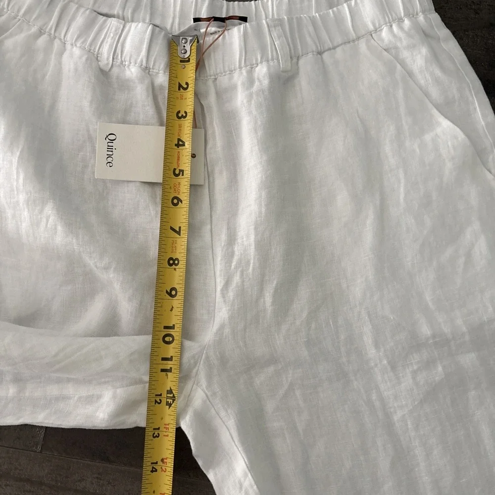 NEW Quince 100% European Linen Pants White L Elastic Waist Womens pull on